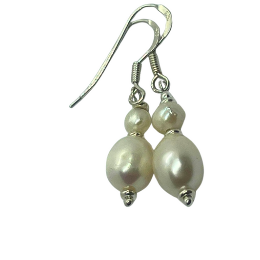🌙Aros Perlas De Rio Doble