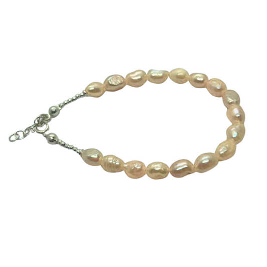 🌸Pulsera Perlas De Rio Rosadas